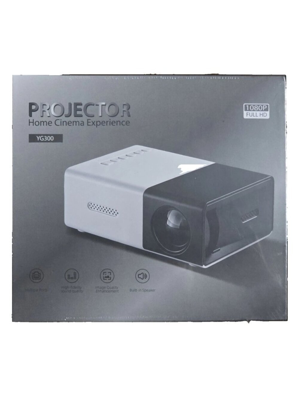 YG300 LED Desktop Projector 1080p FHD Portable Home Cinema Built-In Speaker